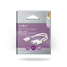 Nedis USB-C adapter | USB 2.0 | USB-C moški | USB-C ženski / 3,5 mm ženski | 0,10 m | Okrogla | Pozlačeno | PVC | Bela | Škatla 