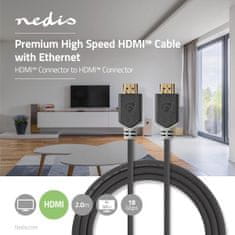 Nedis Premium High Speed HDMI kabel z ethernetom | Priključek HDMI | Priključek HDMI | 4K@60Hz | 18 Gbps | 2,00 m | Okrogla | PVC | antracit | Škatla 