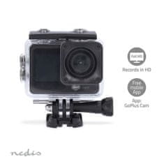 Nedis Action Cam | Dual Screen | 1080p@30fps | 12 MPixel | Waterproof up to: 30.0 m | 70 min | Wi-Fi | App available for: Android / IOS | Mounts included | Black 