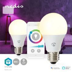 Nedis Polnobarvna žarnica SmartLife | Wi-Fi | E27 | 806 lm | 9 W | RGB / topla do hladna bela | 2700 - 6500 K | Android/IOS | Žarnica | 2 kos. 