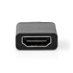 Nedis USB-C Adapter | USB 3.2 Gen 1 | USB-C Male | HDMI Output | 4K@60Hz | Round | Nickel Plated | Black / Grey | Box 