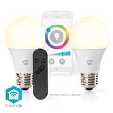 Nedis Polnobarvna žarnica SmartLife | Wi-Fi | E27 | 806 lm | 9 W | RGB / topla do hladna bela | 2700 - 6500 K | Android/IOS | Žarnica | 2 kos. 