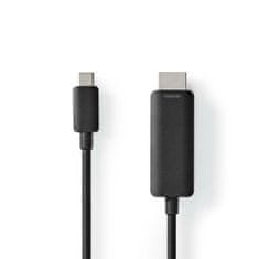 Nedis USB-C adapter | USB 3.2 Gen 1 | USB-C moški | Priključek HDMI | 4K@60Hz | 2,00 m | Okrogla | Ponikljano | PVC | Črna | Oznaka 
