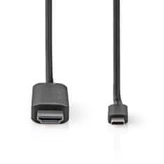 Nedis USB-C adapter | USB 3.2 Gen 1 | USB-C moški | Priključek HDMI | 4K@60Hz | 2,00 m | Okrogla | Ponikljano | PVC | Črna | Oznaka 