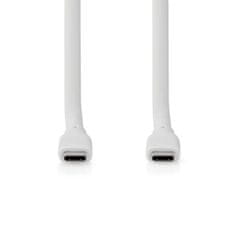 Nedis USB kabel | USB 3.2 Gen 2 | USB-C Hane | USB-C Hane | 240 W | 8K@30Hz | 20 Gbps | ponikljana | 1,00 m | Okrogla | Silikon | Vit | Låda 