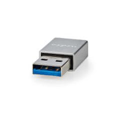 Nedis USB-A adapter | USB 3.2 Gen 1 | USB-A moški | USB-C ženski | 5 Gbps | Okrogla | Ponikljano | Srebro | Zaklepanje 