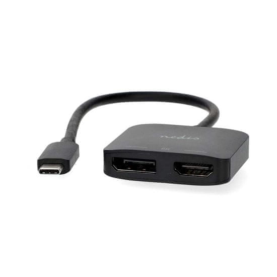 Nedis USB-C adapter | USB 3.2 Gen 1 | USB-C moški | DisplayPort ženski / HDMI izhod | 8K@30Hz | 0,20 m | Okrogla | Ponikljano | Črna | Škatla