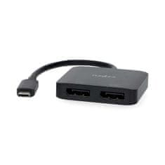 Nedis USB-C adapter | USB 3.2 Gen 1 | USB-C moški | 2x Displayport ženski | 4K@60Hz | 0,20 m | Okrogla | Ponikljano | PVC | Črna | Škatla 