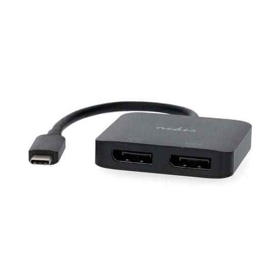 Nedis USB-C adapter | USB 3.2 Gen 1 | USB-C moški | 2x Displayport ženski | 4K@60Hz | 0,20 m | Okrogla | Ponikljano | PVC | Črna | Škatla