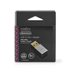 Nedis USB-A adapter | USB 3.2 Gen 1 | USB-A moški | USB-C ženski | 5 Gbps | Okrogla | Ponikljano | Srebro | Zaklepanje 