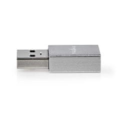Nedis USB-A adapter | USB 3.2 Gen 1 | USB-A moški | USB-C ženski | 5 Gbps | Okrogla | Ponikljano | Srebro | Zaklepanje 