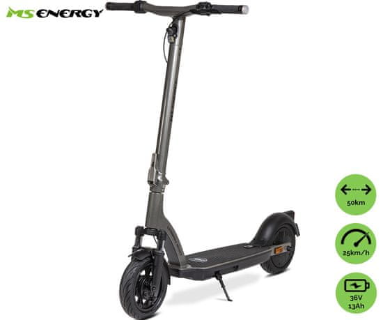 MS ENERGY Urban 500 električni skiro, 25,4 cm, 500 W, do 50 km, 36 V/13 Ah, srebrn