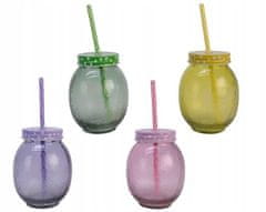 shumee Stekleni kozarec s pokrovom za pijačo 13,5x10 cm