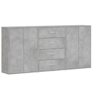 Vidaxl Komoda 3 kosi betonsko siva 60x31x84 cm inženirski les