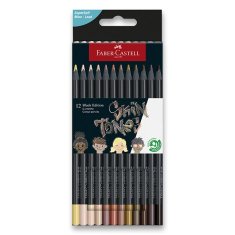 Faber-Castell Pisalne barvice Black Edition - barve za telo, 12 barv