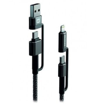 SWISSTEN podatkovni kabel KEVLAR 4in1 3A 1,5 M ANTRACIT