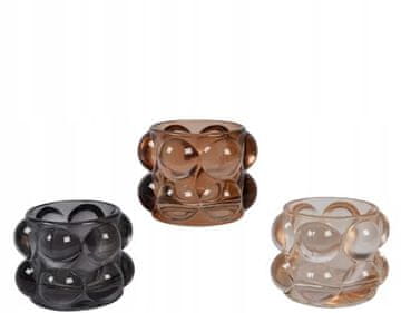 shumee Stekleno držalo za čajne svečke z vzorcem mehurčkov, 6,5x8 cm