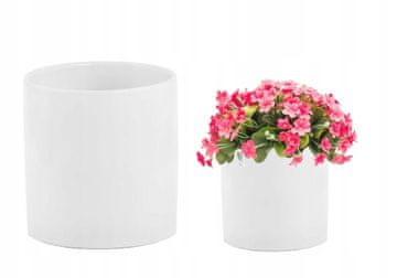 shumee Keramični cvetlični lonček, bel, valjast, 8x8 cm