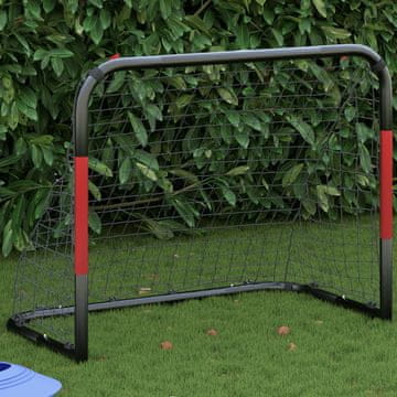 shumee Nogometni gol z mrežo rdeč in črn 90x48x71 cm jeklo
