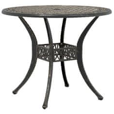 Vidaxl Vrtna miza bronasta Ø90x75 cm liti aluminij