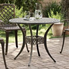 Vidaxl Vrtna miza bronasta Ø90x75 cm liti aluminij