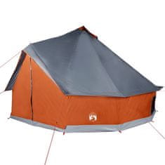 Vidaxl Družinski šotor tipi za 8 oseb siv in oranžen vodoodporen