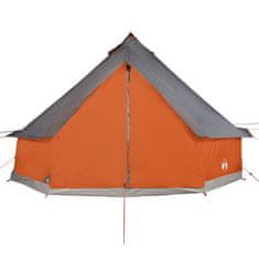 Vidaxl Družinski šotor tipi za 8 oseb siv in oranžen vodoodporen