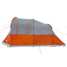 Vidaxl Šotor za kampiranje za 4 osebe siv in oranžen vodoodporen