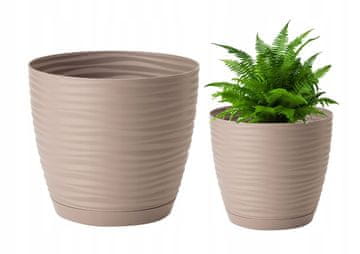 shumee Okrogel plastični cvetlični lonček s krožnikom, bež, 10,7 x 11 cm