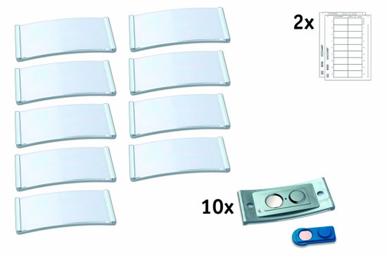 Avery Zweckform kovinske priponke za imena POL30MA66-10DR iz nerjavečega jekla, 70 x 30 mm, magnetni mehanizem, 10 priponk/zavitek