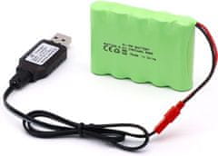 YUNIQUE GREEN-CLEAN RC baterija 6V 2400mAh, polnilna baterija Ni-MH AA z JST vtičem za RC avto, RC čoln, RC tank, električna orodja | Dimenzije 52x72x15mm | Z USB polnilcem