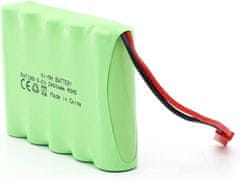 YUNIQUE GREEN-CLEAN RC baterija 6V 2400mAh, polnilna baterija Ni-MH AA z JST vtičem za RC avto, RC čoln, RC tank, električna orodja | Dimenzije 52x72x15mm | Z USB polnilcem