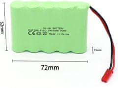 YUNIQUE GREEN-CLEAN RC baterija 6V 2400mAh, polnilna baterija Ni-MH AA z JST vtičem za RC avto, RC čoln, RC tank, električna orodja | Dimenzije 52x72x15 mm