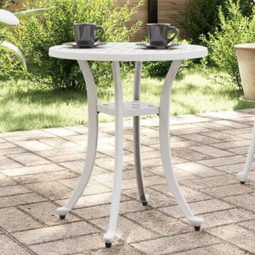Vidaxl vidaXL Vrtna miza bela Ø48x53 cm lito aluminijasta