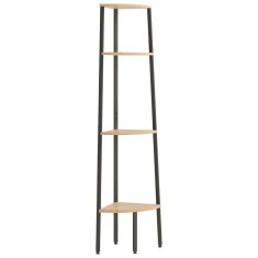 Vidaxl 4-nadstropni kotni regal svetlo rjav in črn 45,5x31,5x150 cm