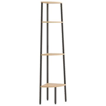 Vidaxl 4-nadstropni kotni regal svetlo rjav in črn 45,5x31,5x150 cm