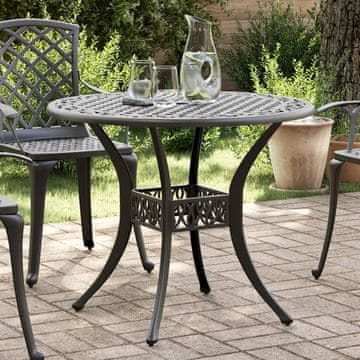 Vidaxl vidaXL Vrtna miza črna Ø90x75 cm lito aluminijasta