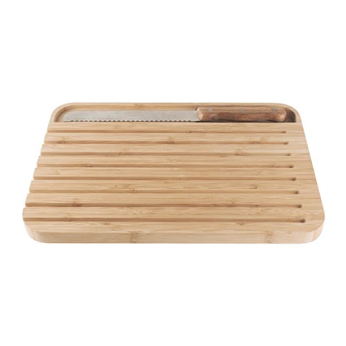 Pebbly Prkénko , NBA127, sada na krájení chleba, bambus, nerezová ocel, prkénko 36 x 26 cm a nůž 32 x 2,6 cm