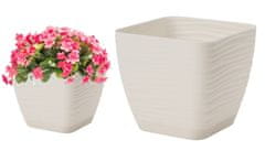 shumee Krem cvetlični lonček s krožnikom 22,6 x 20,9 cm plastični kvadrat