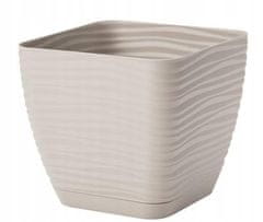 shumee Svetlo siv plastični cvetlični lonček s krožnikom, 12,7 x 11,8 cm kvadrat