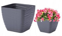 shumee Antraciten plastični cvetlični lonček s krožnikom, 12,7 x 11,8 cm kvadrat