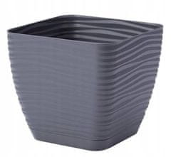 shumee Antraciten plastični cvetlični lonček s krožnikom, 12,7 x 11,8 cm kvadrat