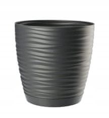 shumee Cvetlični lonček s krožnikom, antracit, 14,7 x 13,6 cm, plastika