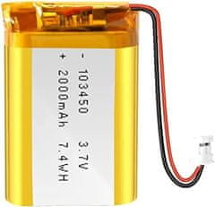 YUNIQUE GREEN-CLEAN Litijeva baterija 3,7V 2000mAh model 103450 | S zaščitnim vezjem | Polnilna, združljiva z Bluetooth slušalkami in TWS naglavnimi slušalkami, visoka trpežnost