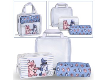 Disney Disney Andi in Stitch Komplet potovalnih kozmetičnih torbic različnih velikosti, torbice na zadrgo, 3 kosi
