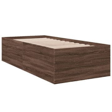 Vidaxl Posteljni okvir rjav hrast 75x190 cm inženirski les