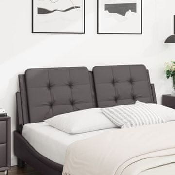 Vidaxl vidaXL Blazina za vzglavje, siva, 120 cm, umetno usnje