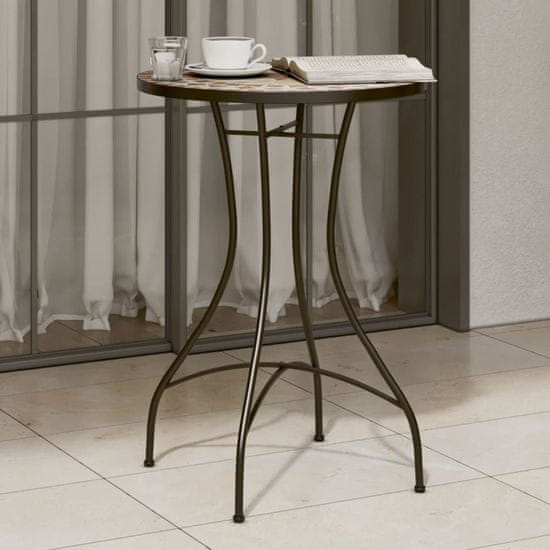 shumee Bistro mizica z mozaikom terakota in bela Ø50x70 cm keramika