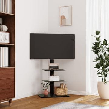 Vidaxl vidaXL Kotno TV stojalo za 32-65 palcev, 3-nivojsko, črno