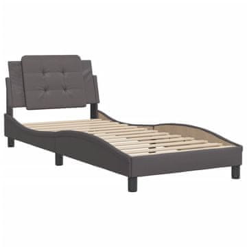 Vidaxl Posteljni okvir brez vzmetnice Zadar siv 90x200 cm umetno usnje